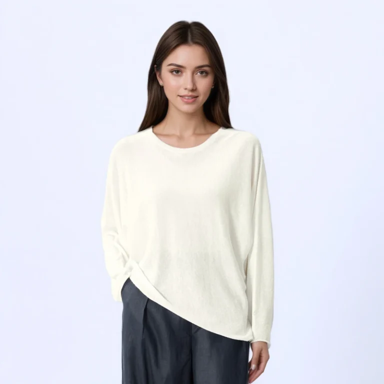 Customized-O-Neck-Womens-Linen-Wool-Knitted-T-shirts-Long-Sleeve-Essentials-Breathable-and-Comfortable-Tops