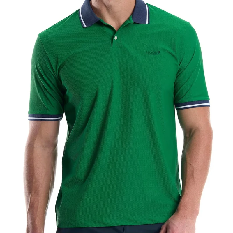 Customized-Pure-Green-Breathable-Mesh-4-Way-Stretch-Outdoor-Casual-Mens-Short-sleeved-Golf-Polo-Shirt