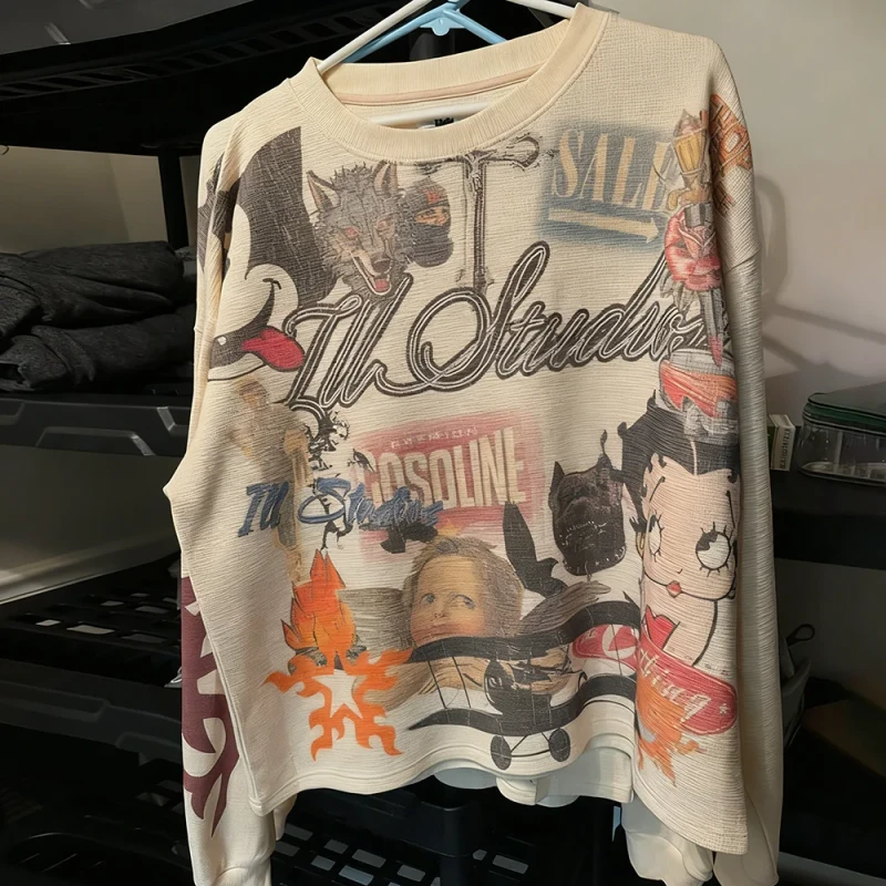 Customized-Screen-Print-100-Cotton-Heavy-Weight-Graphic-T-Shirts-Men-Oversized-Fit-Long-Sleeve-Waffle-Knit-Jersey-T-Shirt