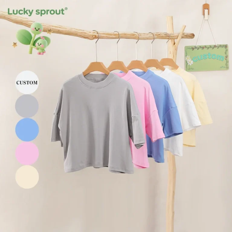 Customized-Short-Sleeved-Color-Organic-Cotton-Oversized-Plain-Kids-T-shirt-For-Girls-And-Boys