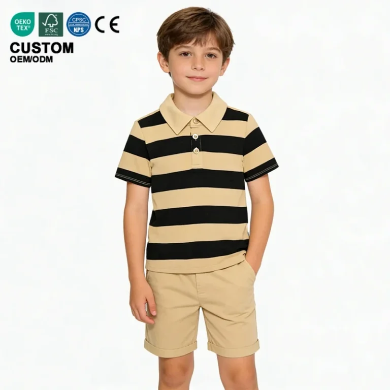 Customized-Summer-Custom-Kids-T-shirts-Casual-Comfortable-Kids-Polo-T-shirt-Gots-Cotton-Stripe-Fashion-Top-Kids-Clothes