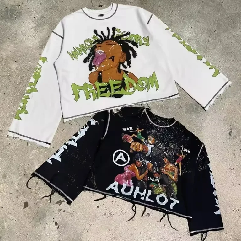 Customized-Sweatshirt-100-Cotton-Oversized-DTG-Print-Contrast-Stitching-Long-Sleeve-Mens-Boxy-Cropped-Tee
