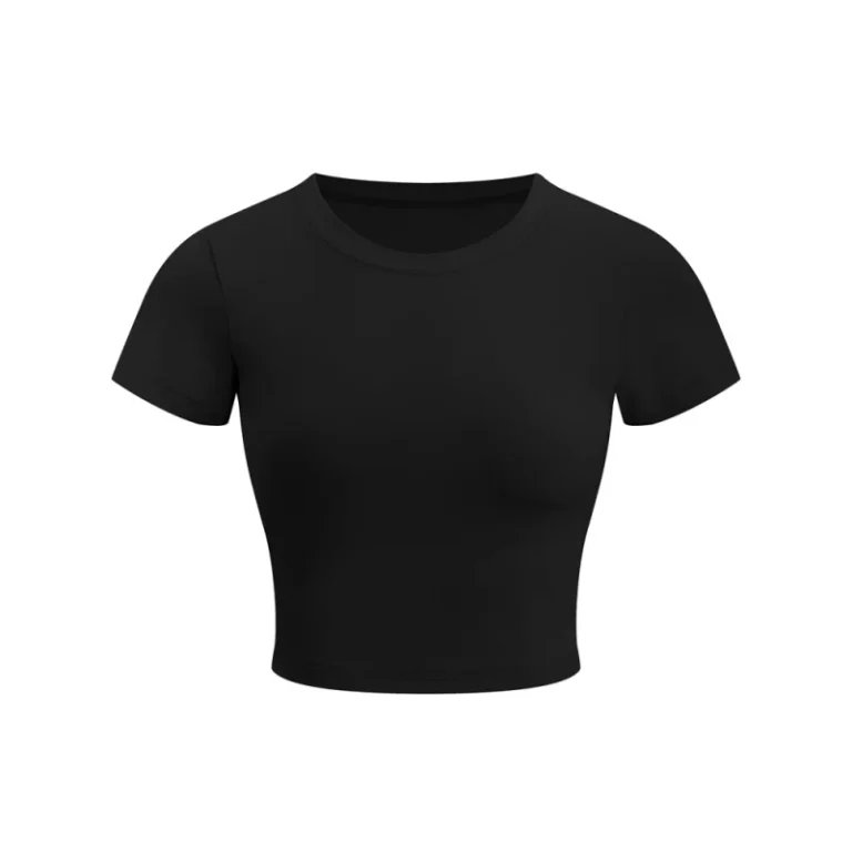 Customized-Womens-T-Shirt-Tops-O-Neck-Cropped-Tops-Solid-Color-Short-Sleeved-T-Shirts-Womens-Cropped-Tops