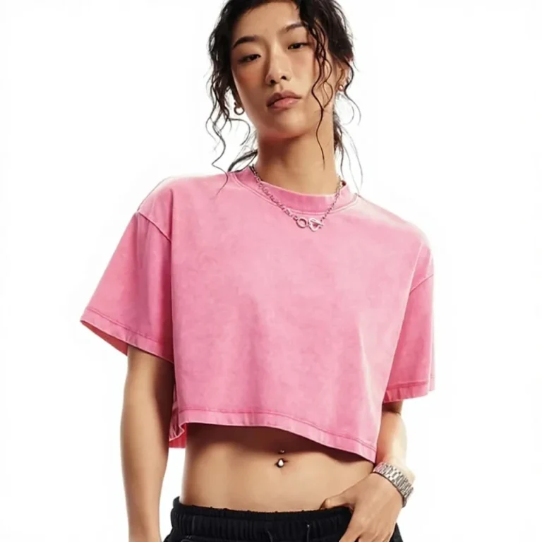 Customized-Womens-Vintage-Wash-Short-Sleeve-T-Shirt-High-Quality-100-Cotton-Neck-Crop-Casual-Print-Breathable-Eco-Friendly-One