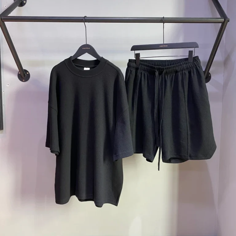 Customized-t-Shirts-and-Shorts-High-Quality-Loose-Pure-Color-Casual-260g-Heavyweight-Dtf-Transfers-for-t-Shirts-Set-Streetwear