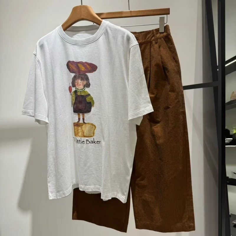 Cute-Cartoon-Little-Baker-Graphic-T-Shirt-Digital-Printed-Eco-Friendly-Relaxed-Loose-Fit-Breathable-and-Comfortable