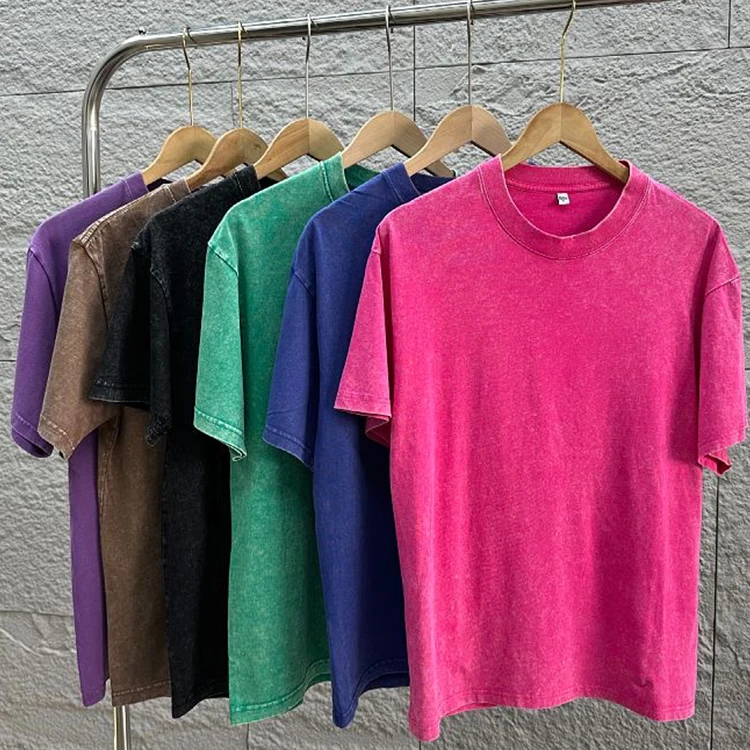 DTG-Printed-Retro-Streetwear-Graphic-T-shirt-Blank-T-shirt-Oversized-Mens-Acid-washed-T-shirt-230g-Pure-Cotton