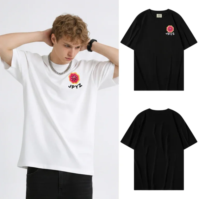DUYI-Embroidery-Floral-240g-100-Cotton-Oversized-Drop-Shoulder-Short-Sleeve-Breathable-Quick-Dry-Japan-Streetwear-T-Shirt-MIX