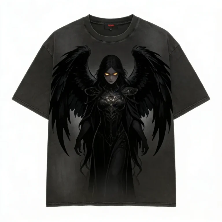 Dark-Angel-T-Shirt-Men-Oversized-Black-Cotton-Tee-Gothic-Fantasy-Fashion