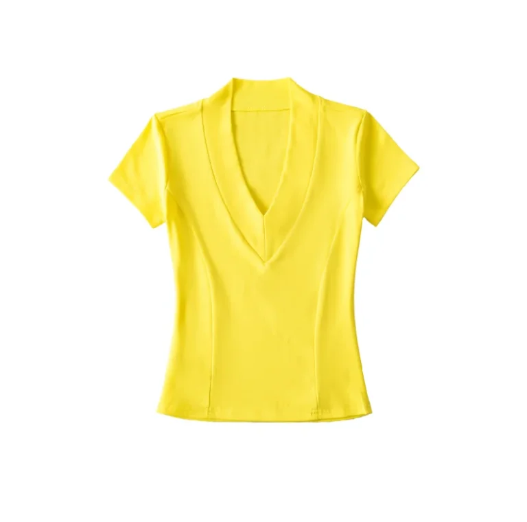 Deep-V-Neck-Ladies-Sexy-Slim-T-Shirt