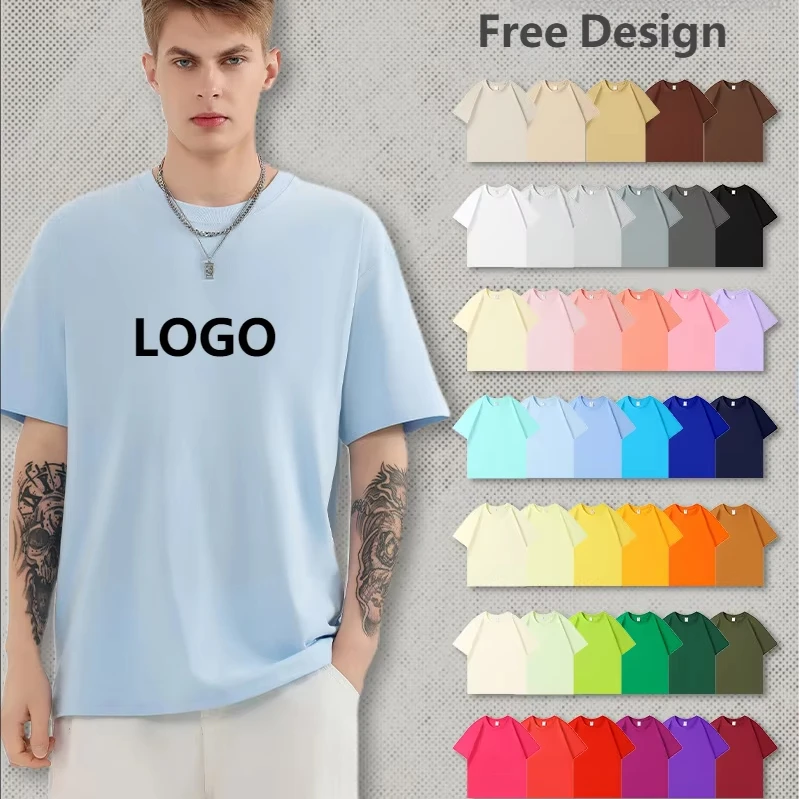 Designer-Blank-T-Shirt-Fashion-Luxury-210g-3D-Embossed-Tee-100-Cotton-Oversized-Heavyweight-Graphic-Anime-Mens-Custom-T-Shirt