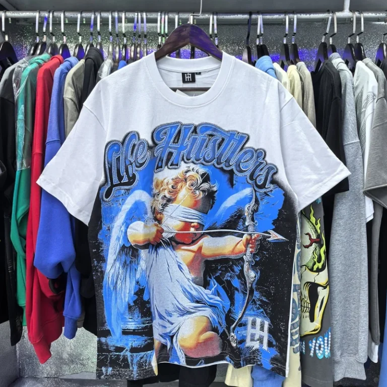 Designer-Letter-Printing-LH-T-shirt-Men-Clothing-Cupid-Pattern-Life-Hustlers-T-shirts-for-Men