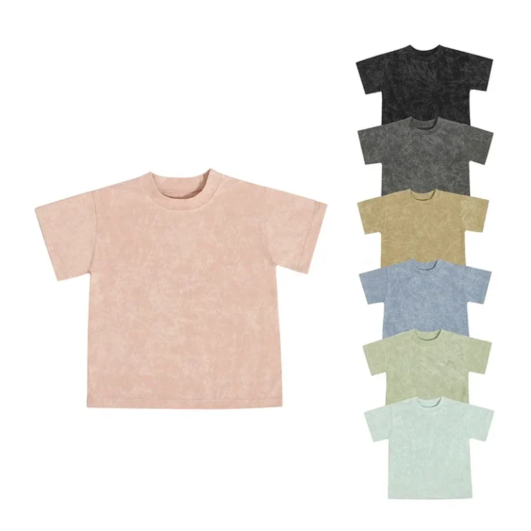 Direct-Manufacturer-Summer-Kids-T-Shirts-Blank-Oversize-Acid-Wash-Vintage-Cotton-Boys-Childrens-Clothing