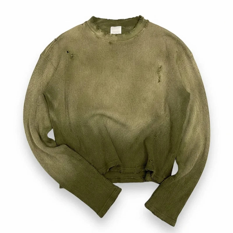 Distressed-Blank-Cotton-Washed-Waffle-Knit-Long-Sleeve-Crew-Neck-Custom-Graphics-DTG-Print-Waffle-Thermal-Shirt-Men