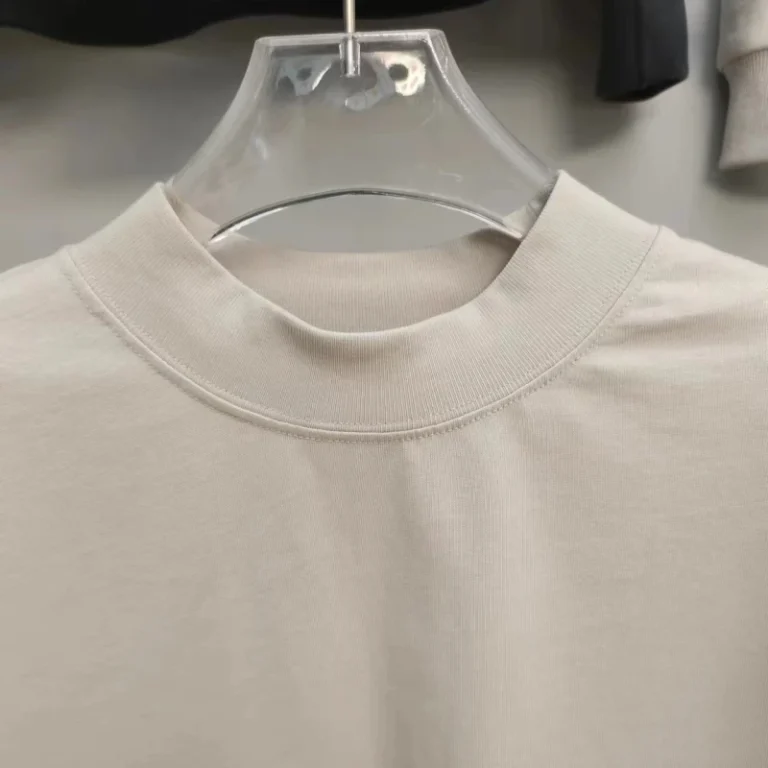 Drop-Shoulder-O-Neck-Short-Sleeve-Cotton-Knitted-Loose-Custom-Pattern-Breathable-Anti-Wrinkle-Heavy-Weight-Casual-White-Men