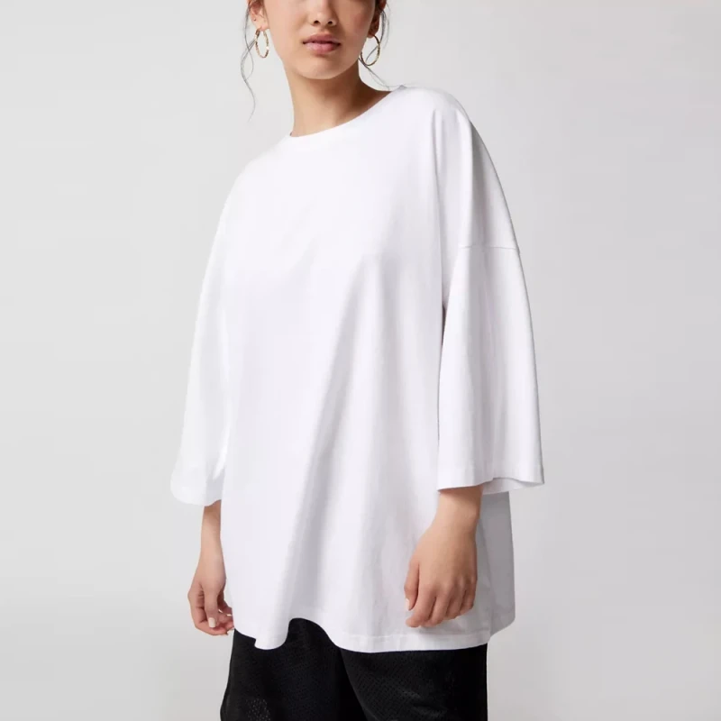Drop-Shoulder-Oversize-100-Cotton-t-Shirt-Double-Stitch-Durable-High-Garms-Womens-T-shirt