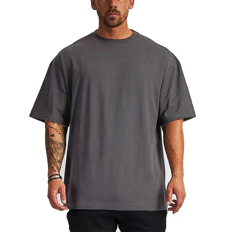 Drop-Shoulder-T-Shirt-Cotton-Blank-Oversized-Mens-Short-Sleeve-Plus-Size-Heavy-Weight-Cotton-Tshirts