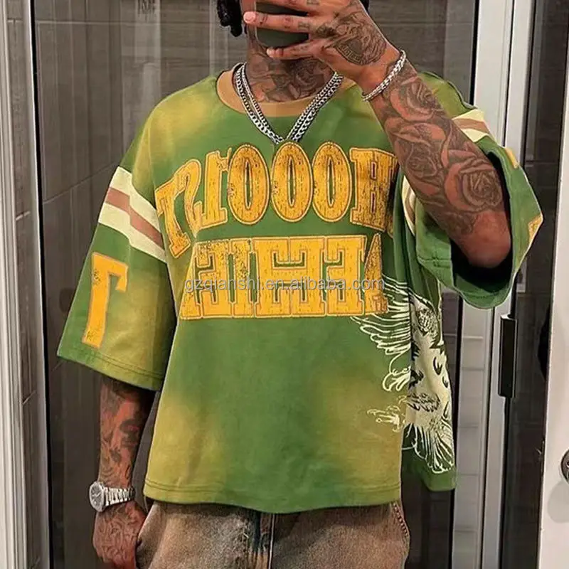 Drop-Shoulder-Vintage-Oversized-Heavyweight-T-shirt-Custom-Cotton-Acid-Wash-Graphic-Boxy-Cropped-T-Shirt-for-Men