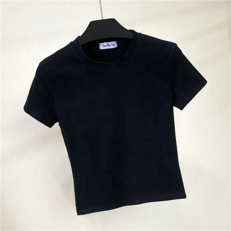 Eco-Friendly-Knitted-Crop-Top-T-Shirt-180-Grams-95-Cotton-5-Spandex-Plain-Blank-for-Custom-Women