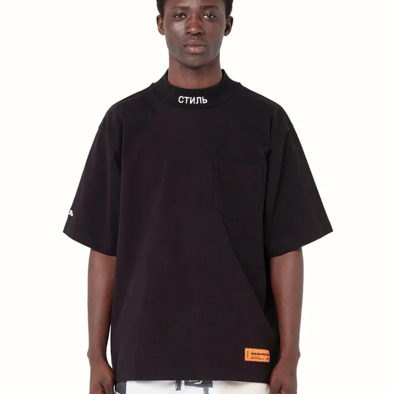 Embroidery-Logo-High-Neck-T-shirts-Organic-Cotton-Mens-Short-Sleeve-T-Shirts-High-Street-Tees