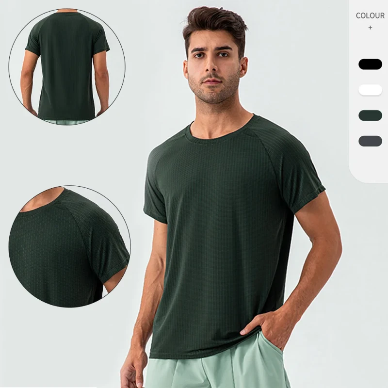EnovStars-Custom-Logo-Men-Athletic-T-Shirt-77-Nylon-23-Spandex-Maze-Jacquard-360-Breathable-Raglan-Sleeve-Loose-Fit-Cool-Feeling