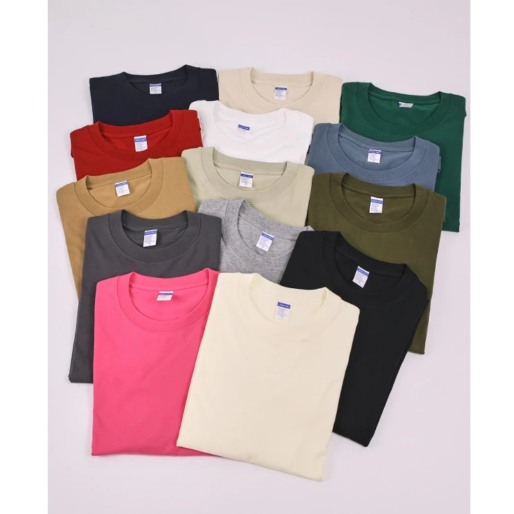 European-and-American-Sizes-Mens-Casual-Blank-Regular-Fit-Short-Sleeve-Round-Neck-T-Shirt-with-Drop-Shoulder-230g-Pure-Cotton