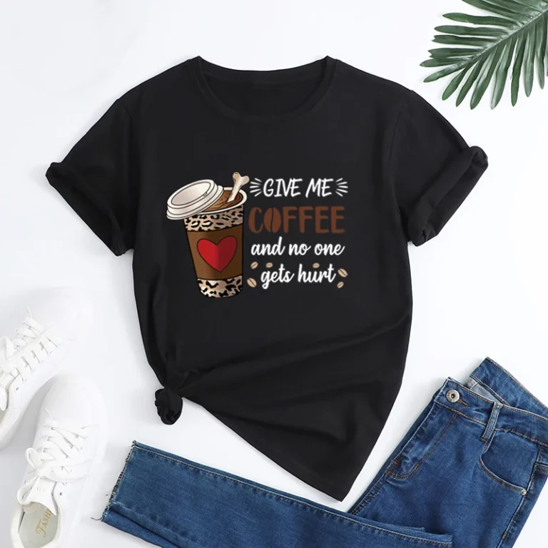 Factory-Breathable-Casual-Womens-Loose-Fit-Knitted-T-Shirt-Crew-Neck-Leopard-Solid-Coffee-Letter-Graphic-Logo-Patches
