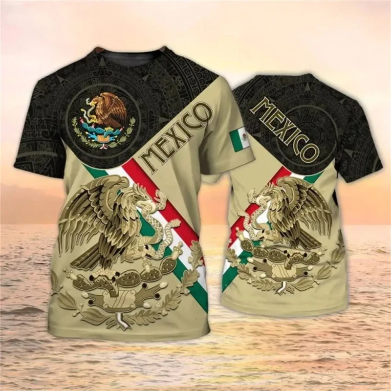 Factory-Custom-Logo-Printed-Mexico-Eagle-Gym-T-Shirts-Crewneck-Heavyweight-Graphic-Plain-Tee-Tops-Bulk-Men-T-shirt-Sportswear