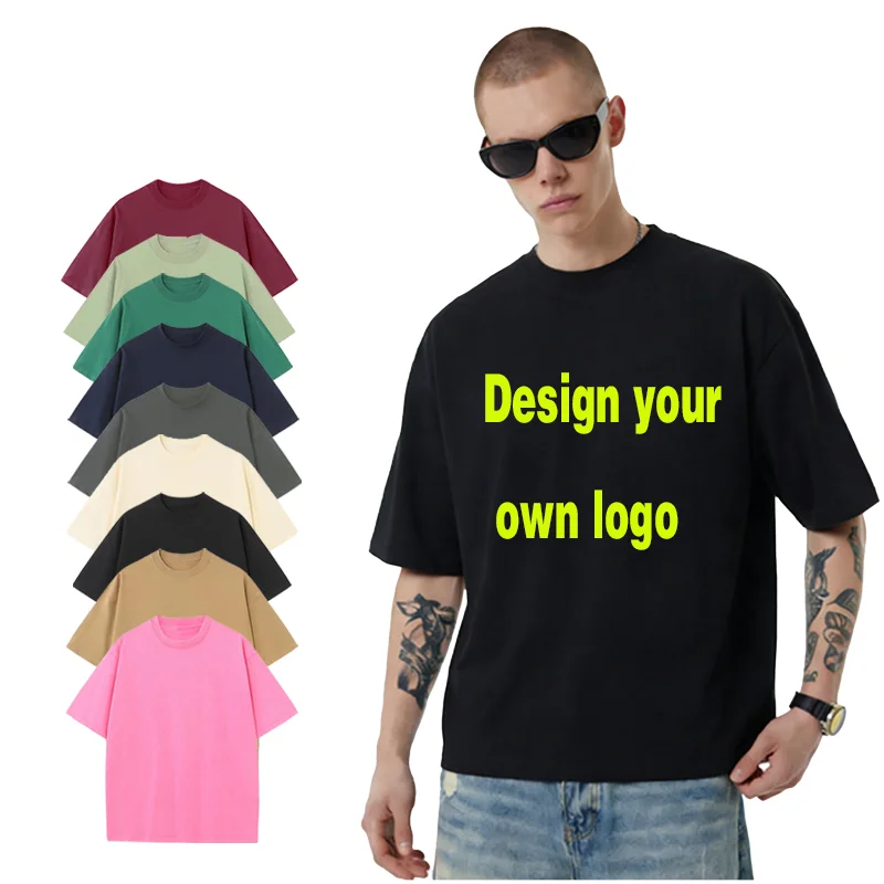 Factory-Mens-Boxy-T-shirts-Custom-Logo-230GSM-Cotton-t-Shirt-for-Men-Heavyweight-Oversized-Gym-Blank-Streetwear