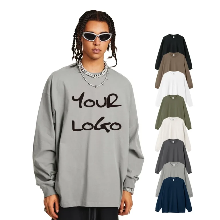 Factory-Mens-Solid-Plain-Casual-Long-Sleeve-T-shirts-Oversized-Sweatshirts-Custom-Heat-Transfer-Printing-Logo