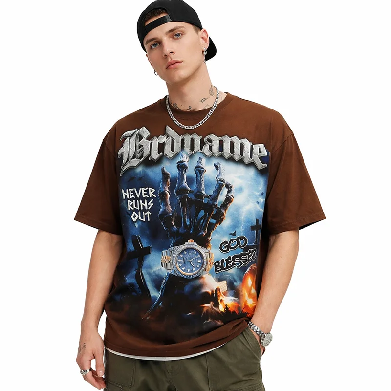 Factory-Supply-Custom-Printed-Graphic-Tee-Cotton-Loose-Fit-Drop-Shoulder-Streetwear-Casual-Daily-Wear-T-Shirt