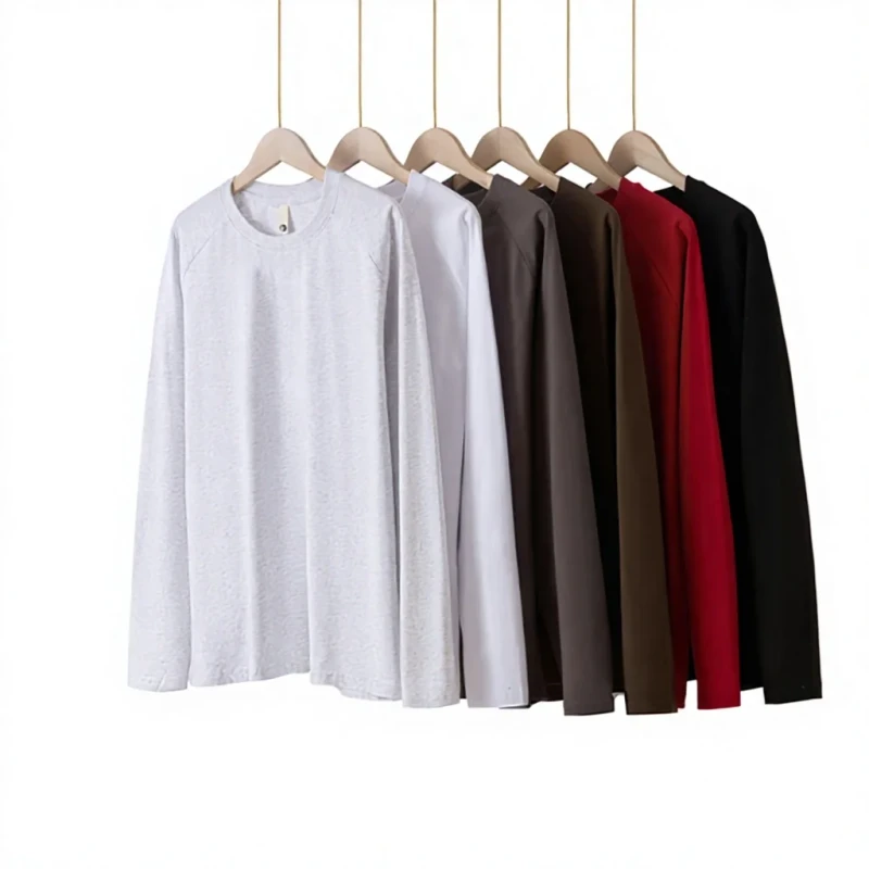 Fall-Winter-220g-Heavyweight-Cotton-Raglan-Long-Sleeve-Cute-Womens-Loose-Fit-Solid-Color-Crew-Neck-T-Shirt