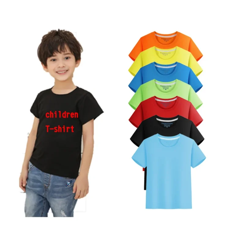 Fashion-Blank-Plain-Kids-Crew-Neck-100-Cotton-t-Shirts-Custom-logo-Anti-pilling-200-Grams-Kids-T-shirt