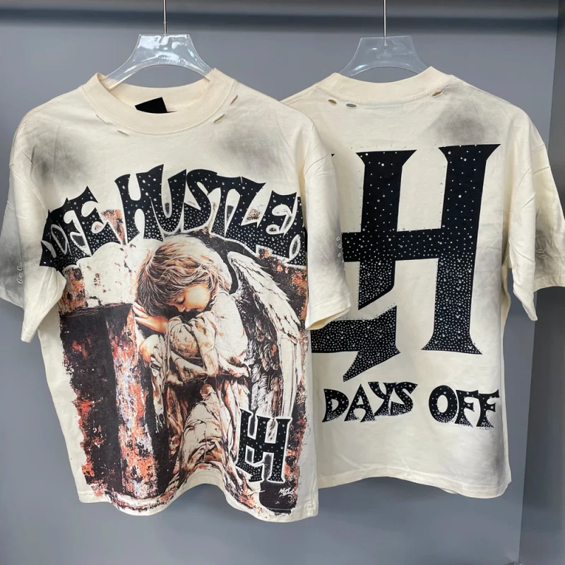Fashion-Brand-Mens-Clothing-LH-T-shirt-Custom-Rhinestone-Hole-Design-Short-Sleeve-Life-Hustlers-T-shirts-for-Men