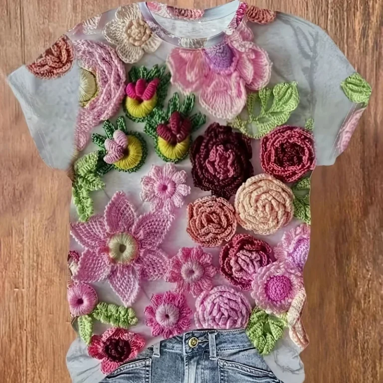 Fashion-Design-Flower-Digital-Printing-Womens-Round-Neck-T-shirt-New-Style-Casual-Versatile-Creative-Womens-Short-sleeved-Top