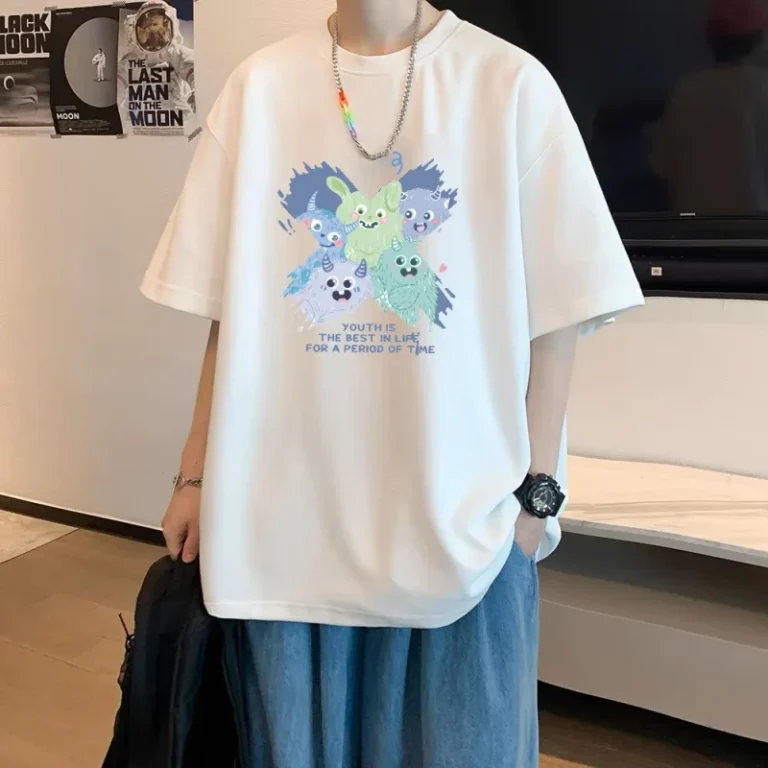 Fashion-High-Street-Graphic-Printed-Short-T-Shirt-100-Organic-Cotton-Quick-Dry-Breathable-Eco-Friendly-O-Neck-Casual-Trendy