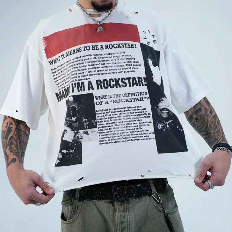 Fashion-Newspaper-Magazine-Pattern-Streetwear-Broken-Design-Loose-Mens-T-shirt-Cotton-Acid-Washed-Short-Sleeve-O-Neck-Tshirt