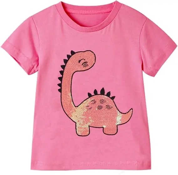 Fashion-Toddler-Girls-T-Shirt-Short-Sleeve-Shirt-Unicorn-Bunny-Print-Cute-Summer-Tops-Tees-Dinosaur-Graphic-Soft-and-Breathable
