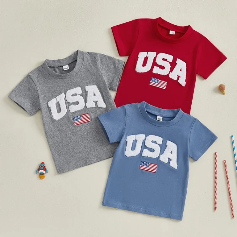 Foreign-Trade-Childrens-Independence-Day-Cotton-Printed-Boys-Summer-USA-Letter-Design-Embroidered-Neck-Short-Sleeve-T-shirt