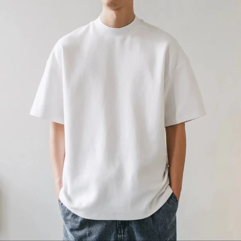 Grams-100-Organic-Cotton-T-Shirts-for-Men-Oversized-Drop-Shoulder-Heavyweight-Custom-Logo-Printed-High-Quality
