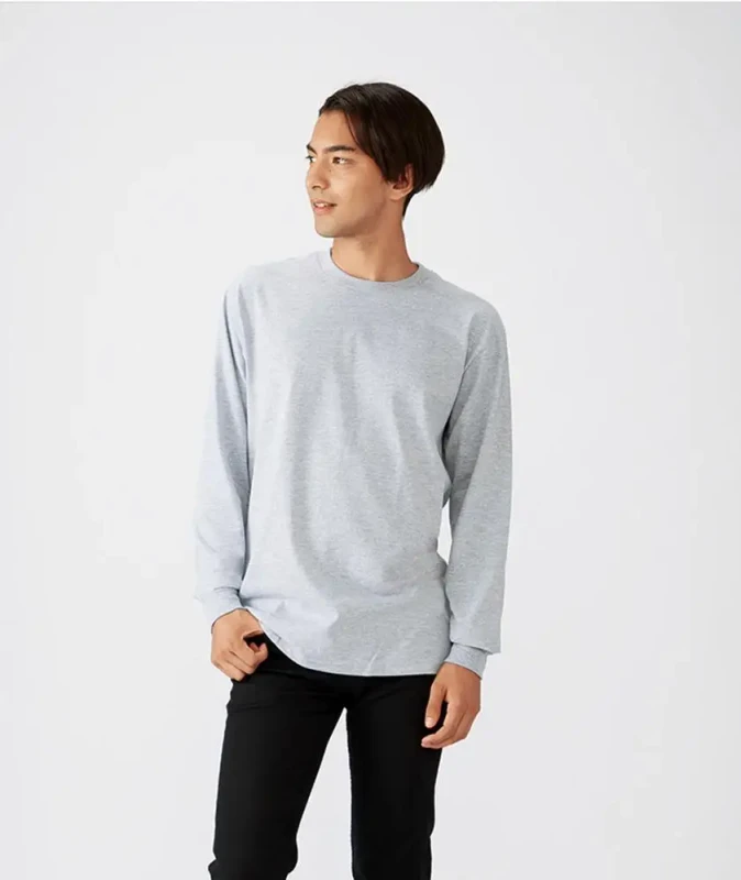HA40-100-Cotton-210g-O-neck-Long-Sleeve-Tshirts-Men-Long-Sleeve-t-Shirt