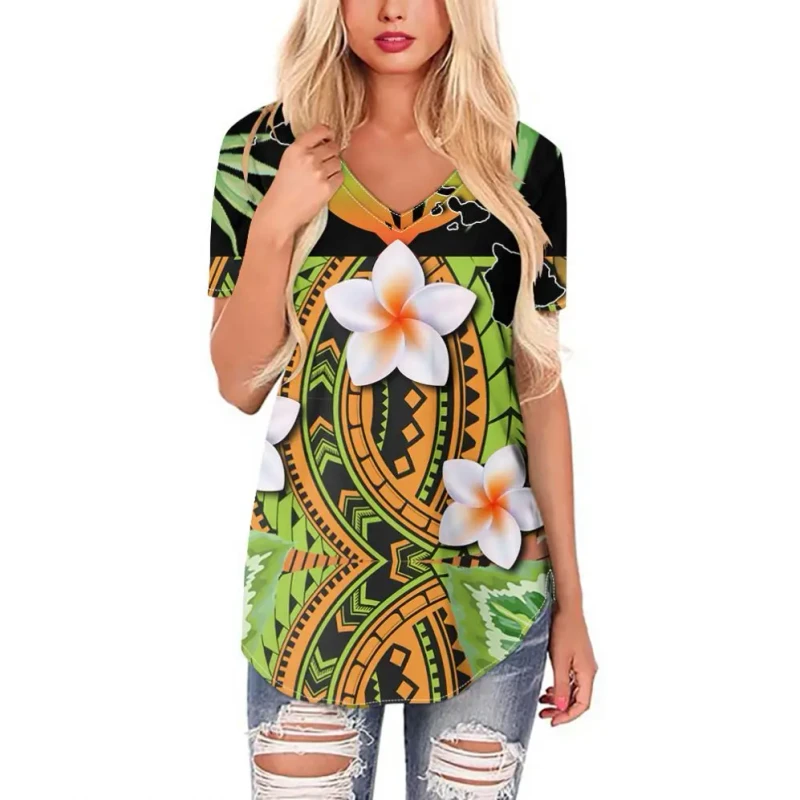 Hawaiian-Customized-WomenS-T-shirt-Polynesian-Traditional-Tribal-Print-Fashionable-Ladies-Tops-Casual-Girls-Plus-Size-T-shirt