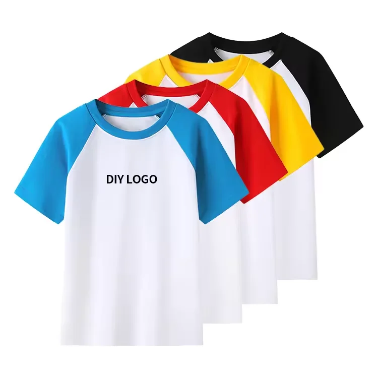 Healthy-Cotton-Matching-Color-Kids-Round-Neck-t-Shirts-Custom-logo-Children-t-Shirts-for-Boy-and-Girls