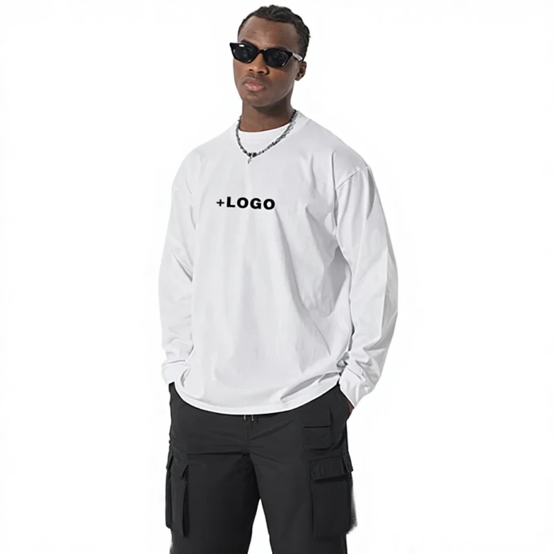 Heavy-Long-Sleeve-T-Shirt-Unisex-Pure-Cotton-American-Style-Hip-Hop-Custom-Pattern-Loose-Fit-Moisture-Wicking-Breathable