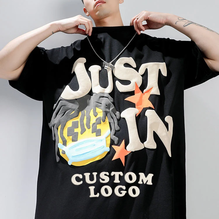 Heavy-Weight-Cotton-Graphic-Streetwear-Oversized-Unisex-Men-3D-Custom-Foam-Puff-Print-Tee-T-Shirt-Tshirt-T-shirt