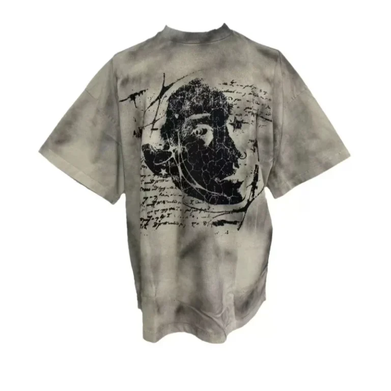 Heavyweight-100-Cotton-Woven-Short-Sleeved-Print-American-Retro-Street-Vintage-Trend-Eco-Friendly-Mens-Womens-T-Shirt