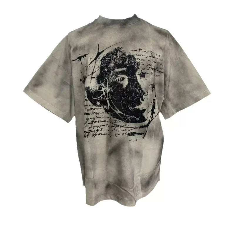Heavyweight-100-Cotton-Woven-Short-Sleeved-Print-American-Retro-Street-Vintage-Trend-Eco-Friendly-Mens-Womens-T-Shirt