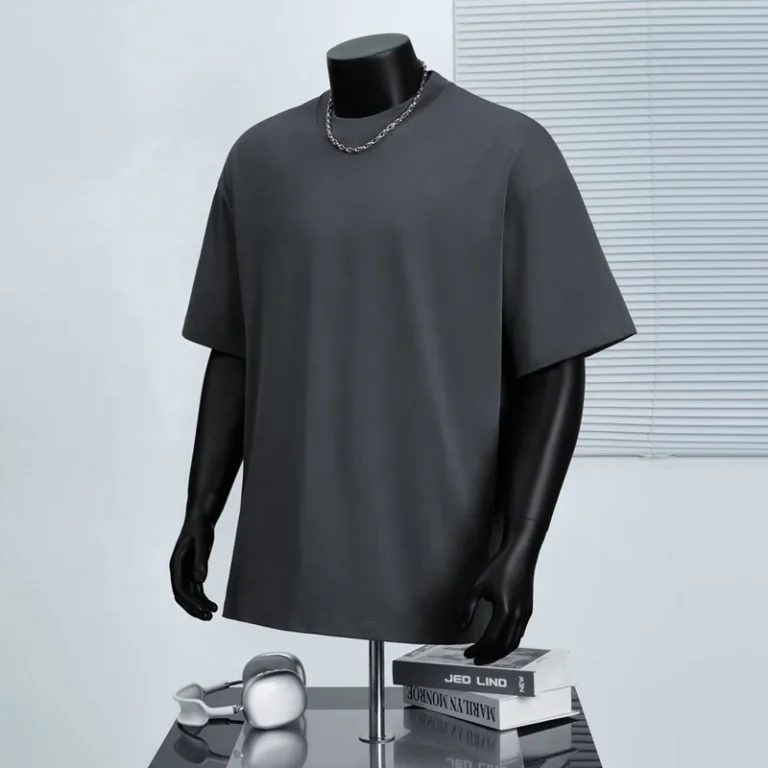Heavyweight-300g-100-Cotton-Knitted-Oversized-Solid-Blank-Mens-T-Shirt-Drop-Shoulder-Short-Sleeve-Anti-Pilling-European-Size