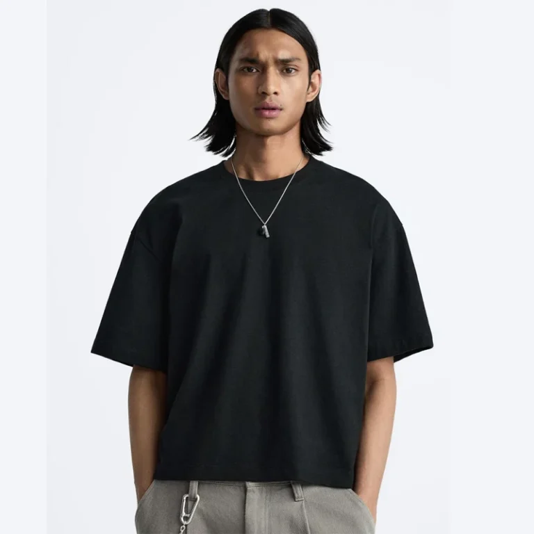 Heavyweight-Cotton-Cropped-T-shirt-Oversized-Tshirts-Custom-Logo-Streetwear-Blank-Boxy-Fit-Men-T-Shirt