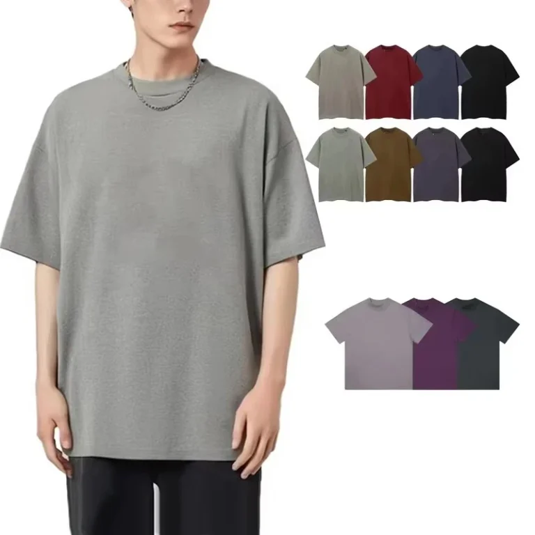 Heavyweight-Cotton-Regular-Tee-Custom-Screen-Printed-Graphic-Unisex-T-Shirt-Thick-Graphic-Mandarin-Collar